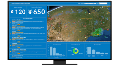 Esri Command Center Dashboard with map and charts