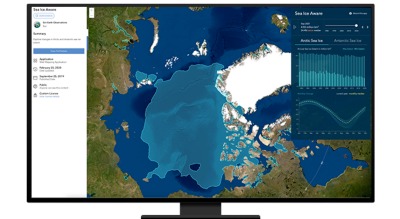 A laptop computer showing a webpage of how much glaciers have melted