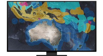 A map of Australia surrounded by illustrations of the currents