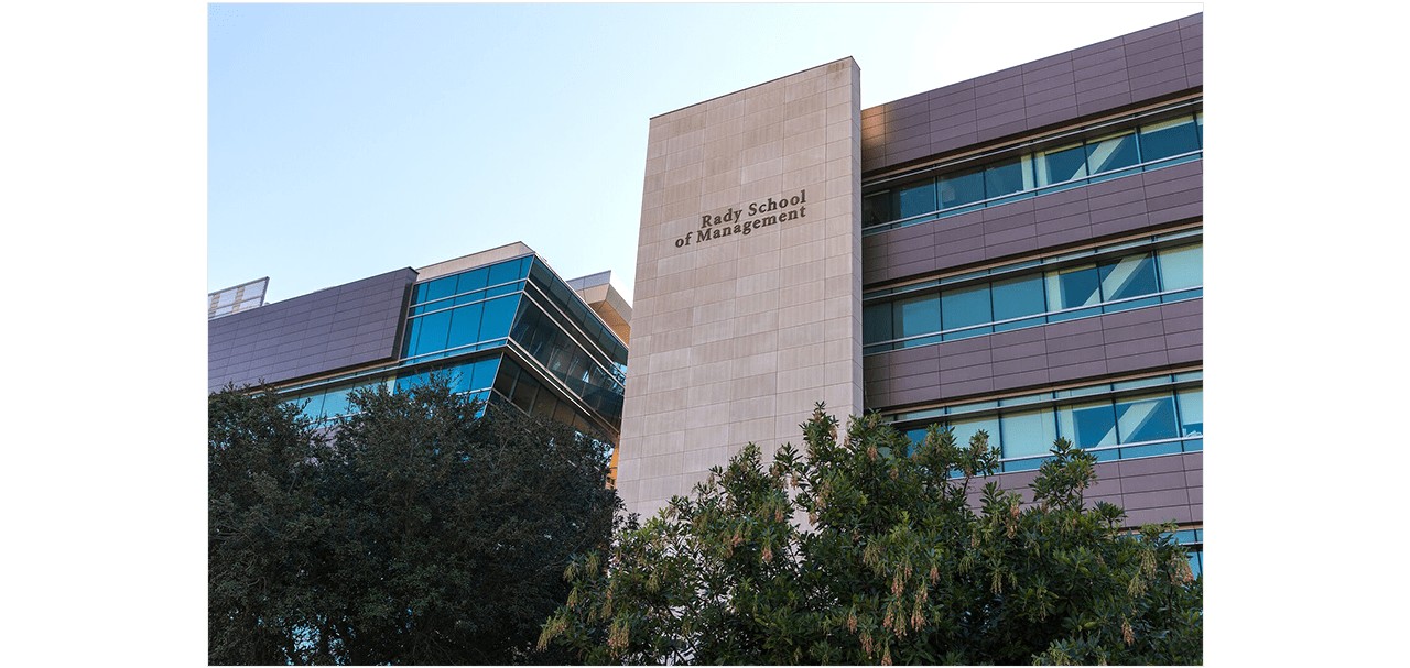 Exterior of university building where the University of California, San Diego, Rady School of Management is located