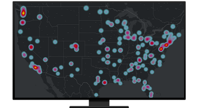 Heat map of the United States
