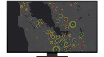 Map with circles that have dots in them