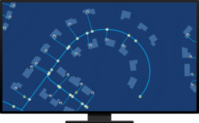 e map with dots on street in front of houses and inside houses