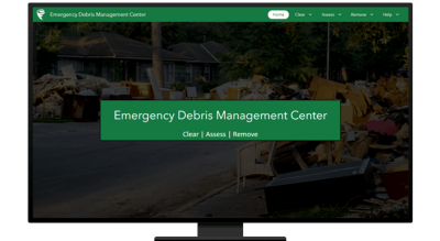 A desktop computer displaying an Emergency Debris Management Center web browse