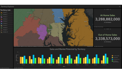 Dashboard with territory map and sales numbers 